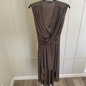 Beaded V-Neck High Low Dress